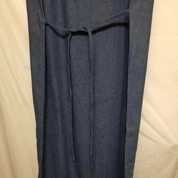 Sleeveless Denim  Maxi Dress with block paisley bottom. Size M/L - Picture 6 of 9